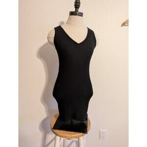 Magaschoni black‎ ribbed sweater dress mini sleeveless size S poly blend